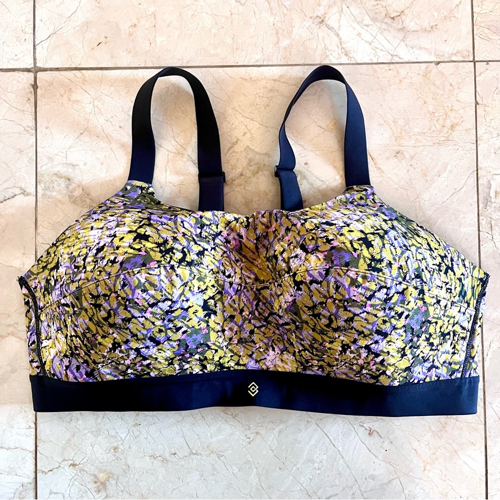 ThirdLove‎ 42D Kinetic Adjustable Sports Bra Gold Purple Print